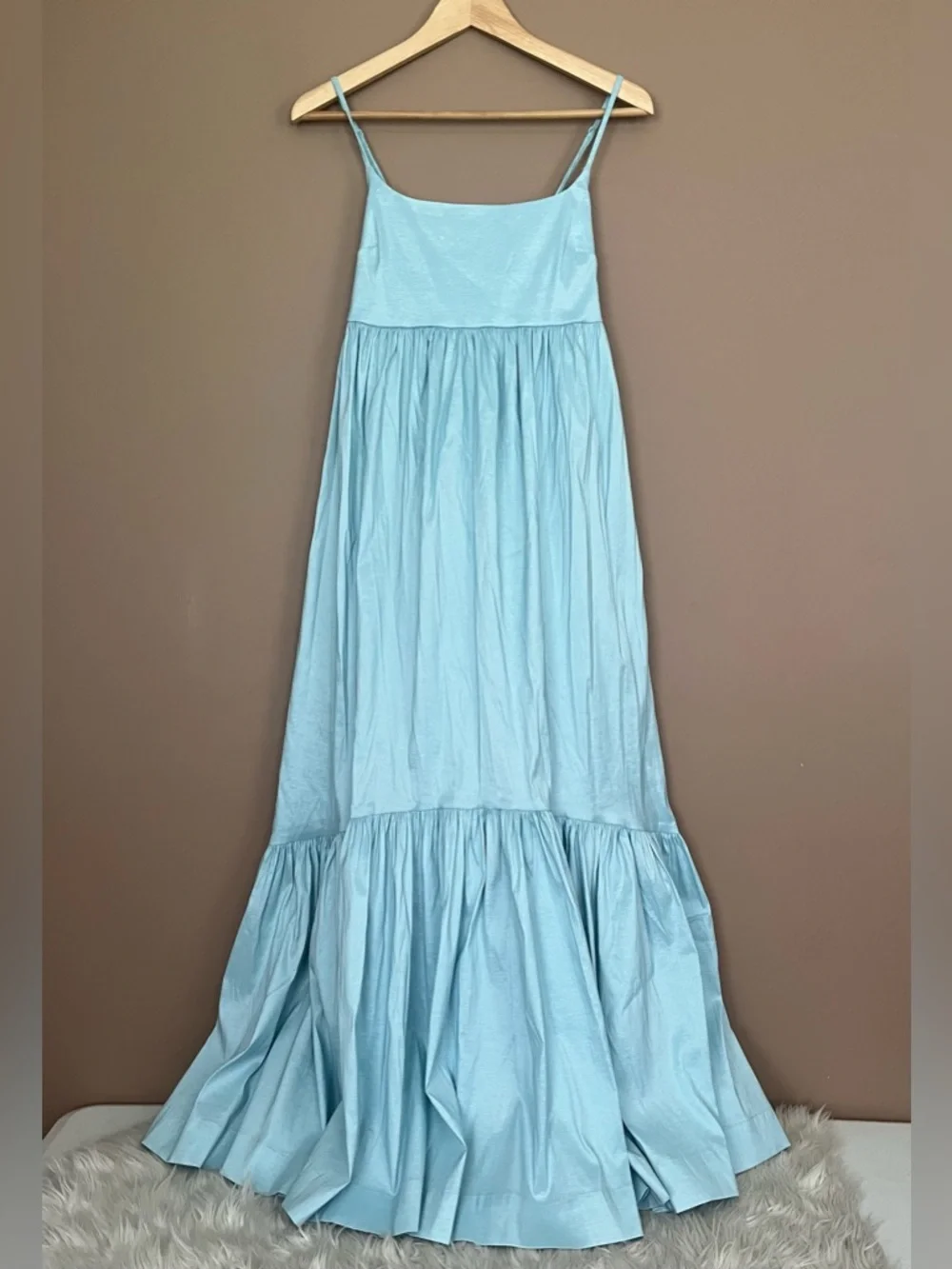 {Abercrombie & Fitch} Bow-Back Taffeta Maxi Dress in Blue - Womens Small - NWT
